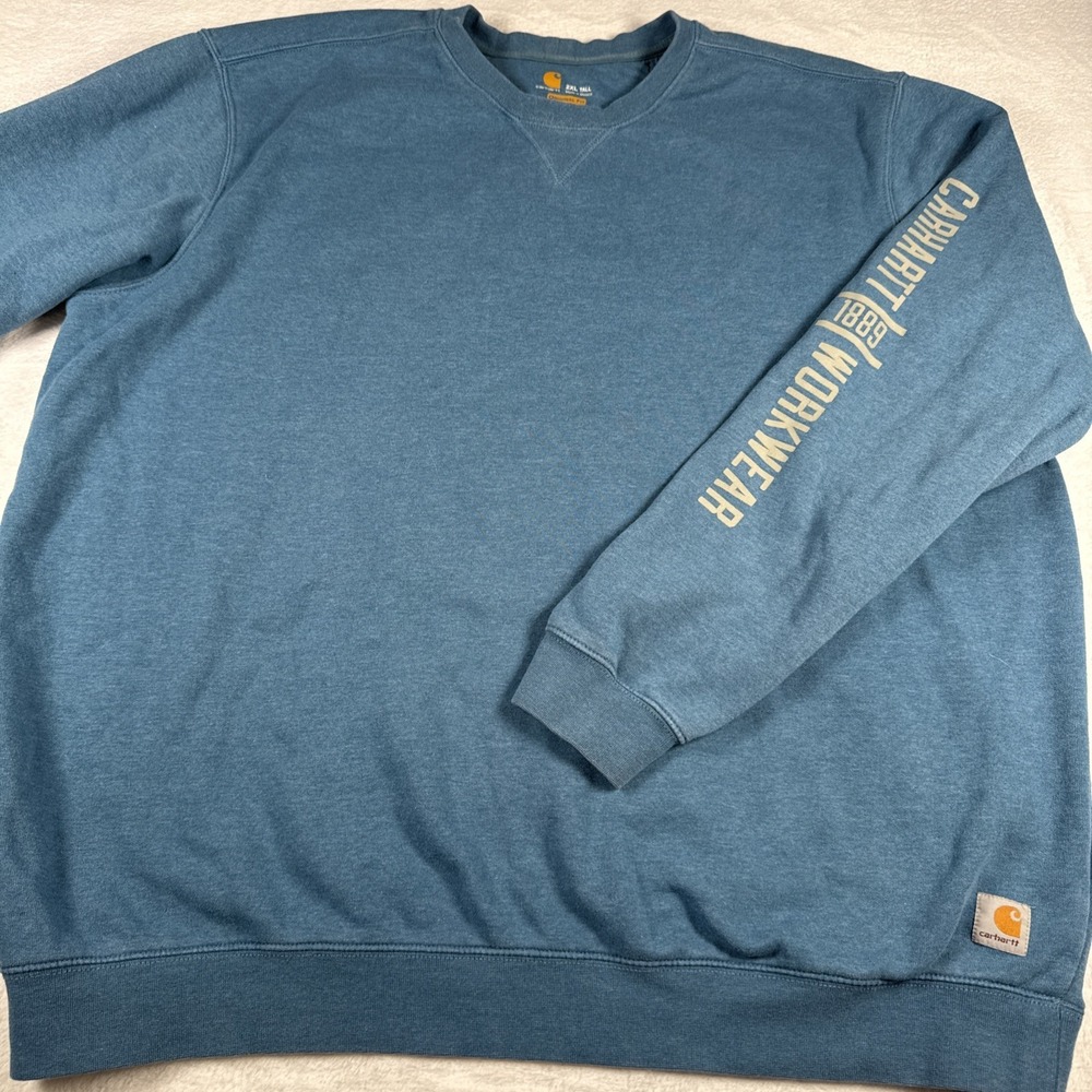 Carhartt 1889 Sweatshirt Mens 2XLT Blue Original Fit Spellout Workwear Graphic